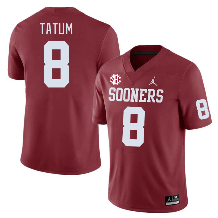 Men #8 Taylor Tatum Oklahoma Sooners 2024 SEC Conference College Football Jerseys-Crimson